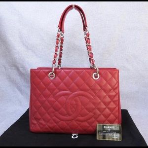 100% Auth Chanel Caviar Red GST - Excellent Cond